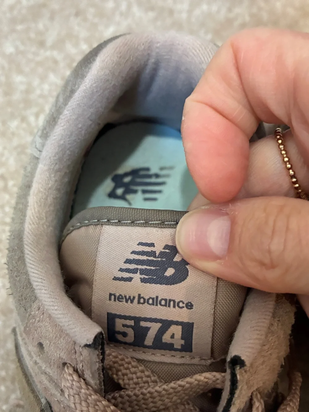 New Balance Men’s Suede Mesh Sneakers — Taupe/Beige